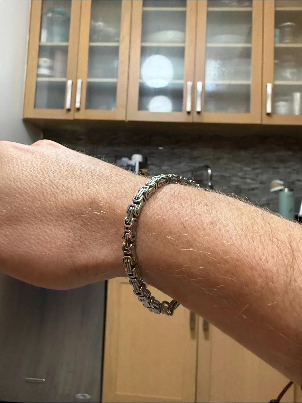 Silver Chain Bracelet for Men - stainless steel Byzantine link